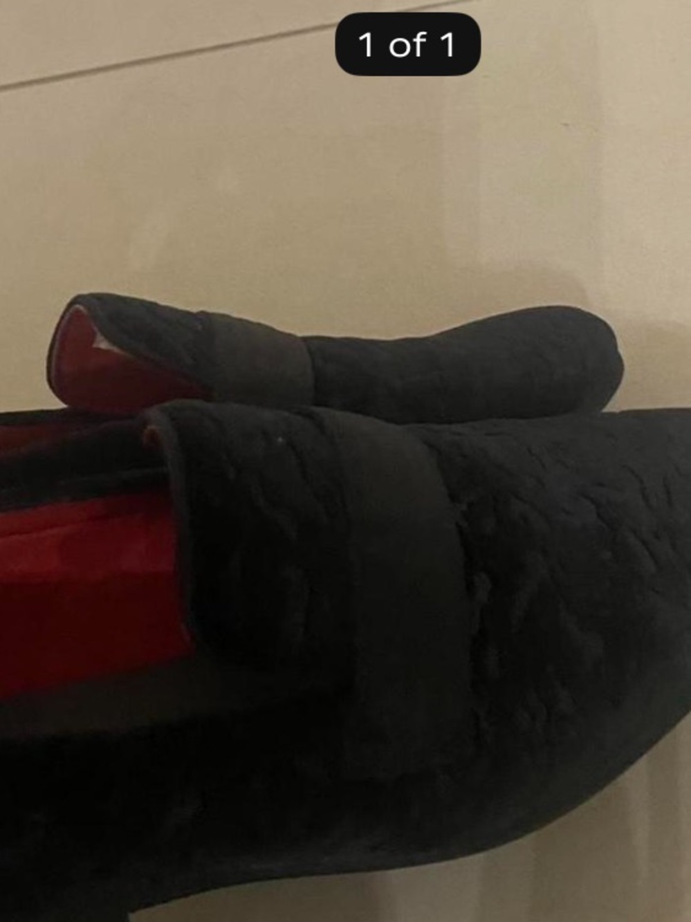 Black Quilted Slip-On Loafers with Red Interior